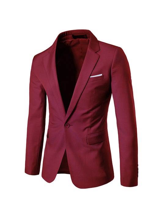 Tailored Fit Notched Lapel Single Breasted One-button Men's Party Jacket