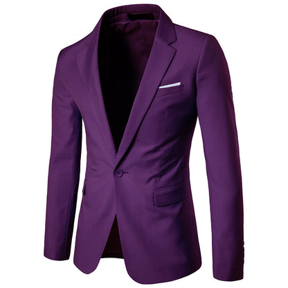 Tailored Fit Notched Lapel Single Breasted One-button Men's Party Jacket