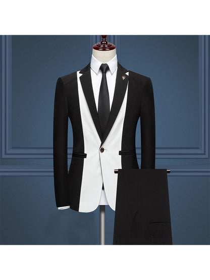 Tailored Fit Notched Lapel Single Breasted One-button 3 Pieces Patterned Men's Wedding Suits