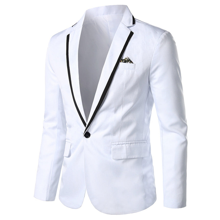 Tailored Fit Notched Lapel Single Breasted One-button Men's Party Jacket