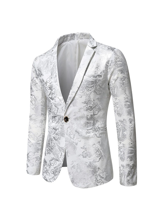 Tailored Fit Notched Lapel Single Breasted One-button Men's Party Jacket