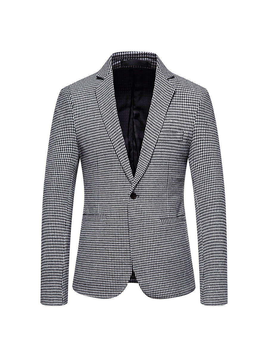 Tailored Fit Notched Lapel Single Breasted One-button Striped Men's Party Jacket