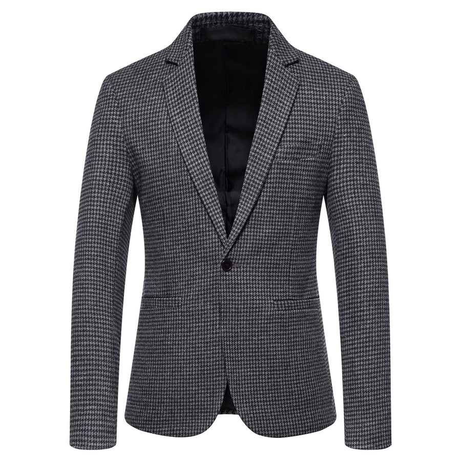 Tailored Fit Notched Lapel Single Breasted One-button Striped Men's Party Jacket