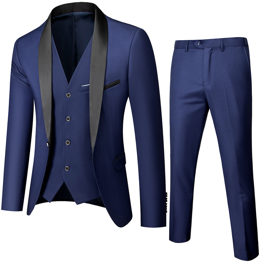 Tailored Fit Shawl Lapel Single Breasted One-button 3 Pieces Patterned Men's Wedding Suits