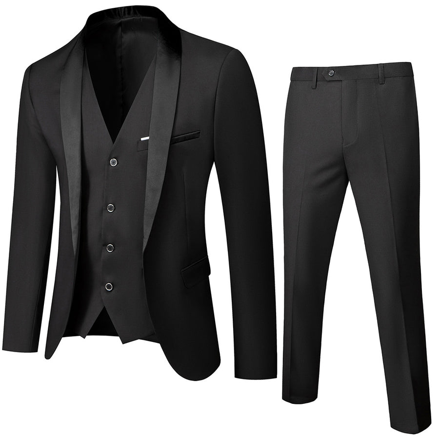 Tailored Fit Shawl Lapel Single Breasted One-button 3 Pieces Patterned Men's Wedding Suits