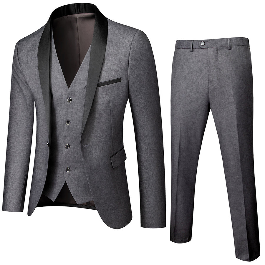 Tailored Fit Shawl Lapel Single Breasted One-button 3 Pieces Patterned Men's Wedding Suits