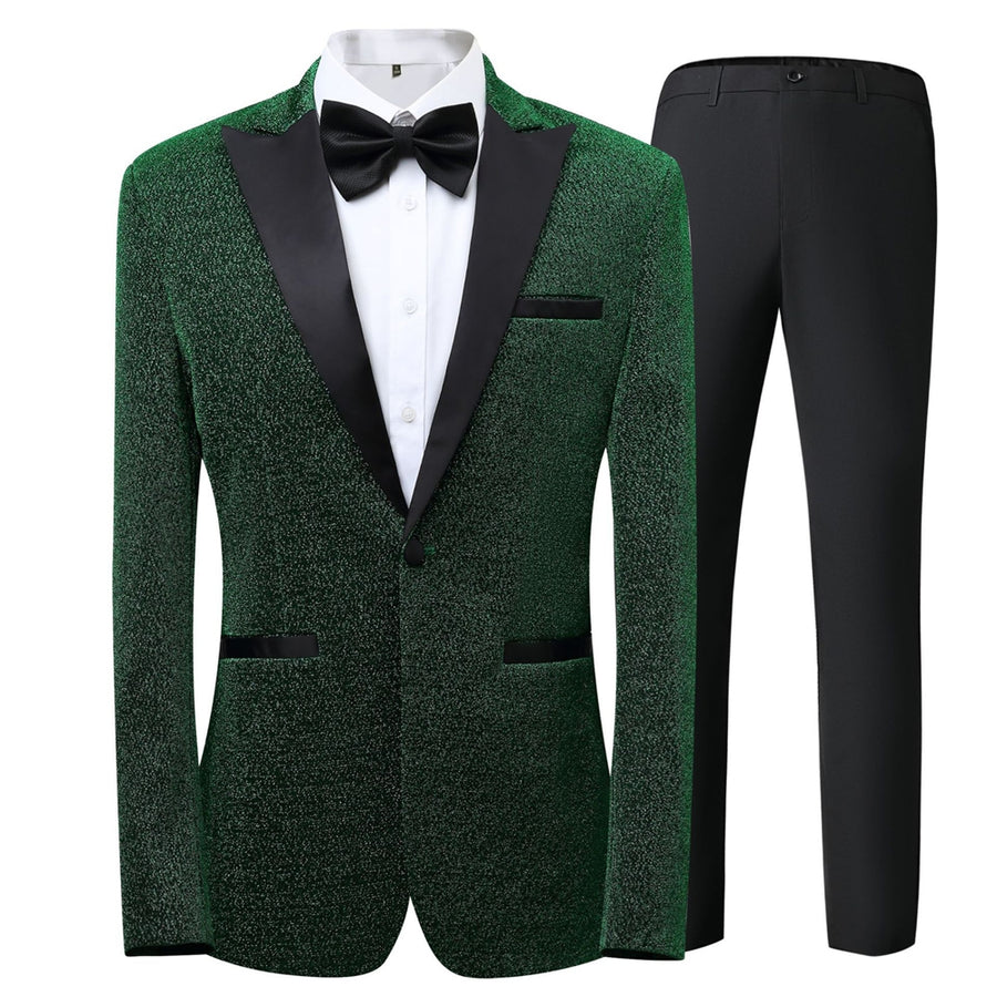 Tailored Fit Peaked Lapel Single Breasted One-button 3 Pieces Patterned Men's Wedding Suits