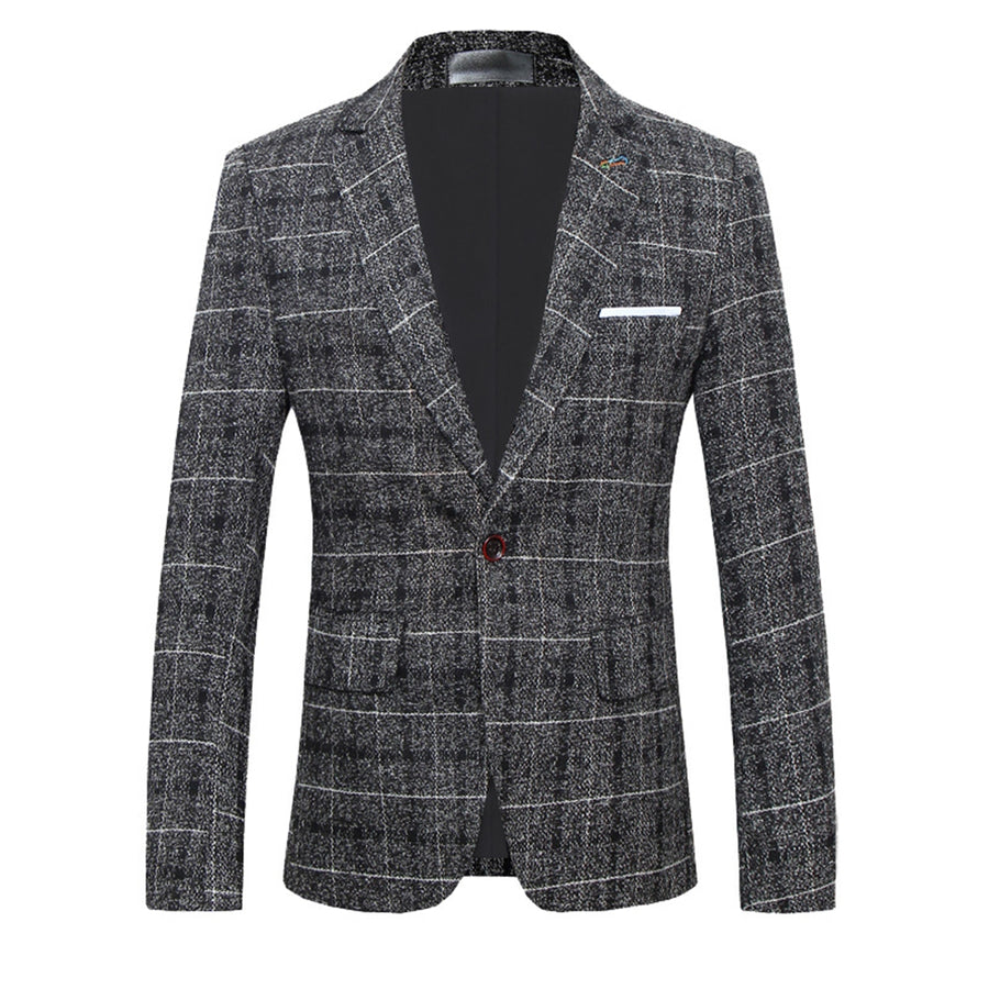 Tailored Fit Notched Lapel Single Breasted One-button Striped Men's Party Jacket