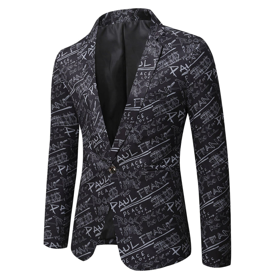 Tailored Fit Notched Lapel Single Breasted One-button Men's Party Jacket