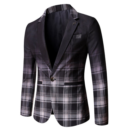 Tailored Fit Notched Lapel Single Breasted One-button Striped Men's Party Jacket