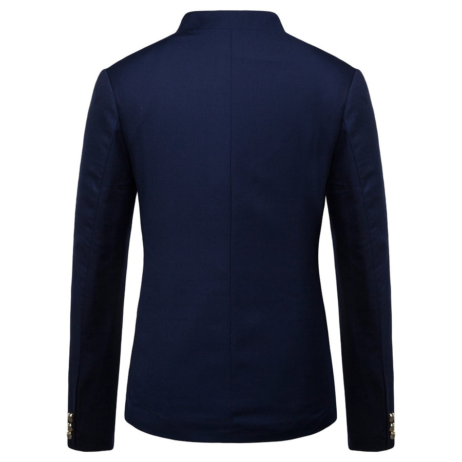 Tailored Fit High Neck Single Breasted Three-button Men's Party Jacket