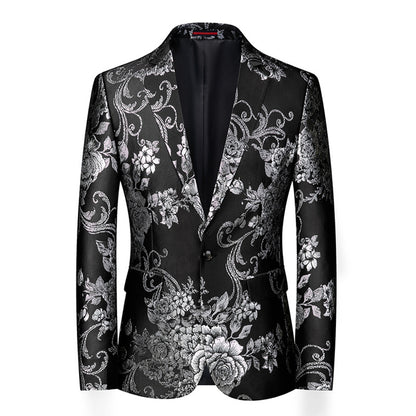 Tailored Fit Notched Lapel Single Breasted One-button Men's Party Jacket