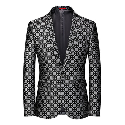 Tailored Fit Notched Lapel Single Breasted One-button Men's Party Jacket