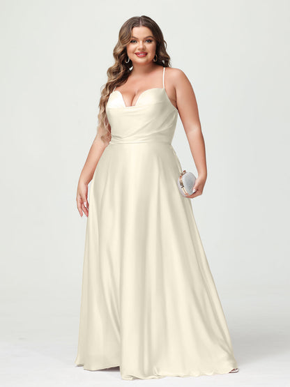 A-Line/Princess Spaghetti Straps Sleeveless Plus Size Bridesmaid Dresses