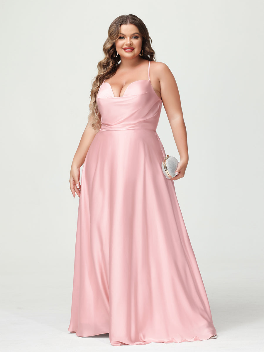 A-Line/Princess Spaghetti Straps Sleeveless Plus Size Bridesmaid Dresses