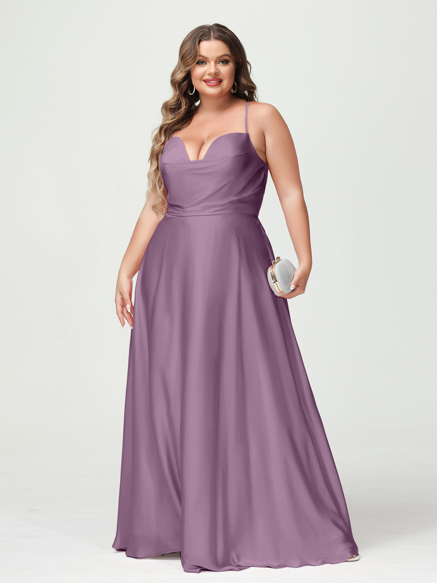 A-Line/Princess Spaghetti Straps Sleeveless Plus Size Bridesmaid Dresses