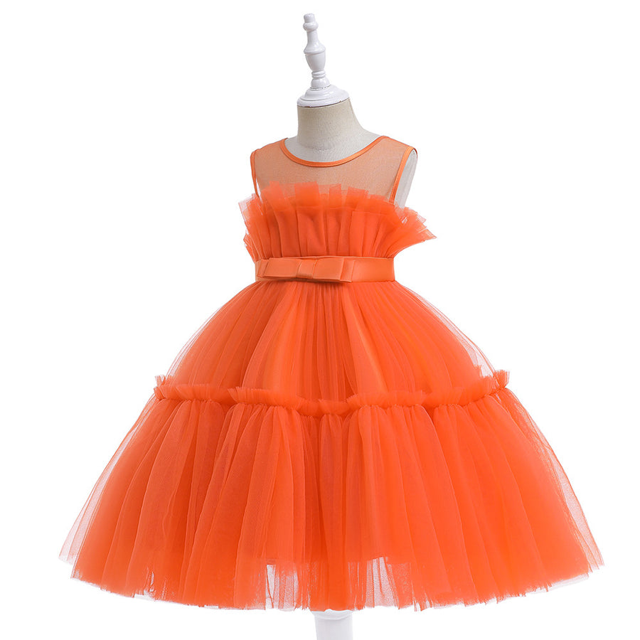 Ball Gown Scoop Sleeveless Tulle Flower Girl Dresses with Belt & Bow(s)