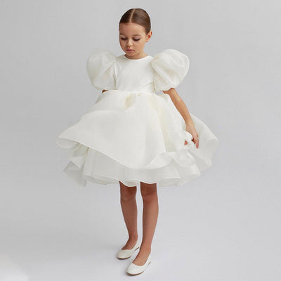 Ball Gown Scoop Short Sleeves Printed Floral Flower Girl Dresses