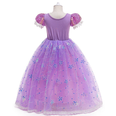 Ball Gown Square Neck Short Sleeves Flower Girl Dresses with Appliques & Sequins