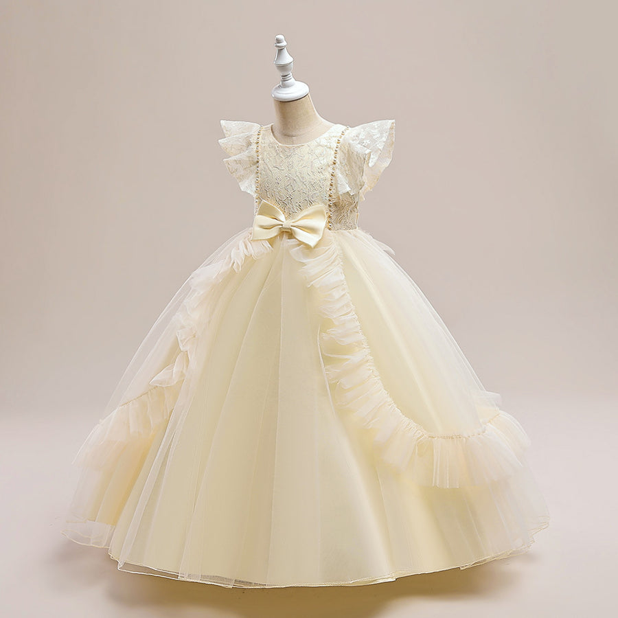 A-Line/Princess Scoop Sleeveless Flower Girl Dresses with Appliques & Ruffles