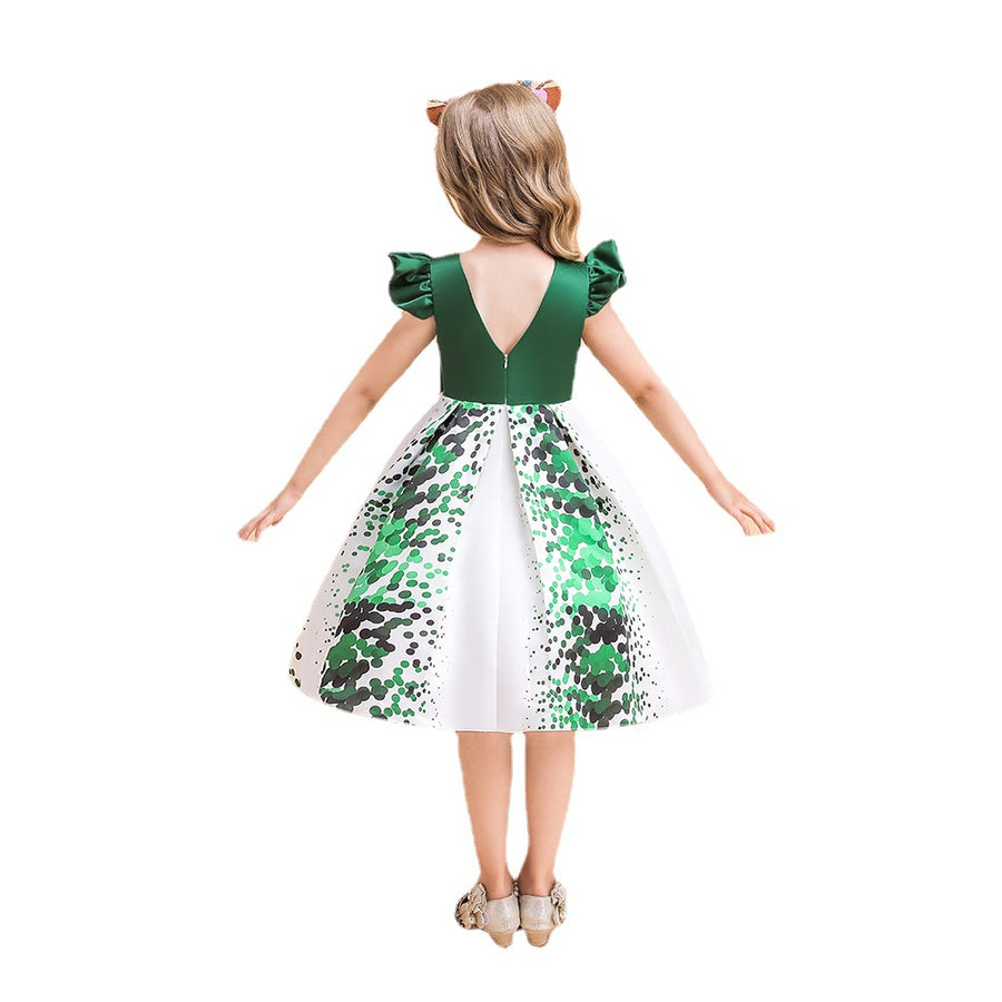 Scoop Sleeveless Knee-Length Printed Floral Christmas Dresses for Girls