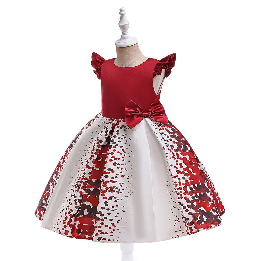 Scoop Sleeveless Knee-Length Printed Floral Christmas Dresses for Girls