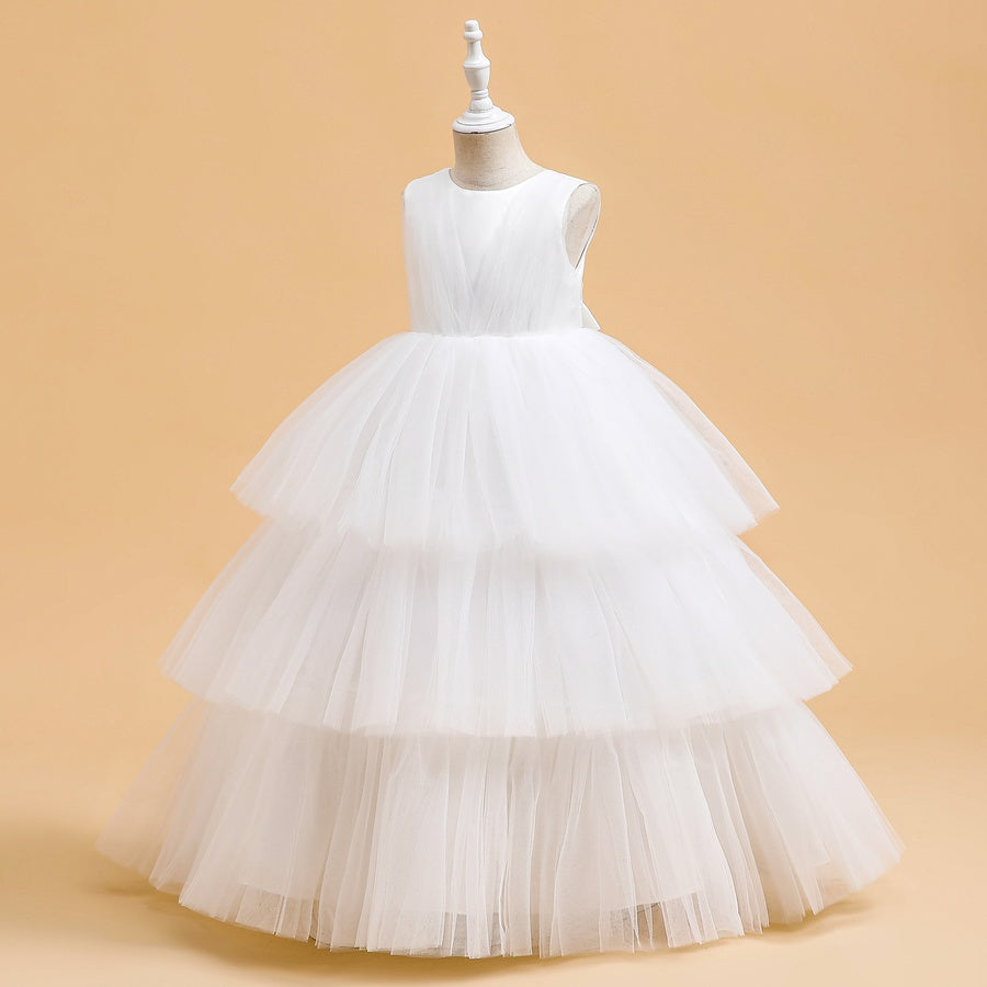 Tulle Ball Gown Scoop Sleeveless Ankle-Length Christmas Dresses for Girls