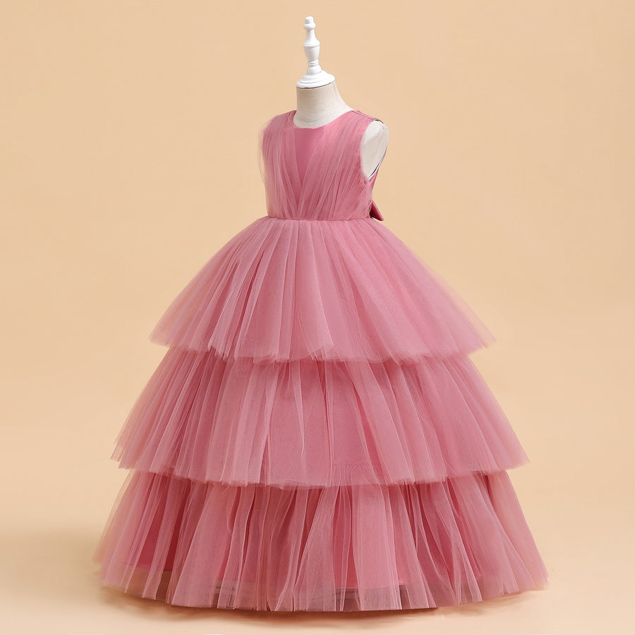 Tulle Ball Gown Scoop Sleeveless Ankle-Length Christmas Dresses for Girls