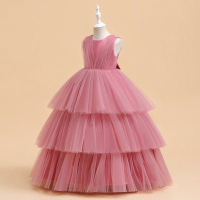 Tulle Ball Gown Scoop Sleeveless Ankle-Length Christmas Dresses with Bow(s)