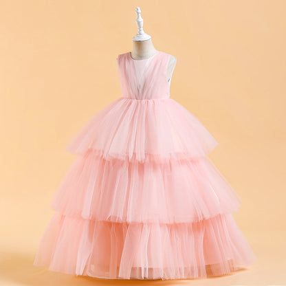 Tulle Ball Gown Scoop Sleeveless Ankle-Length Christmas Dresses for Girls