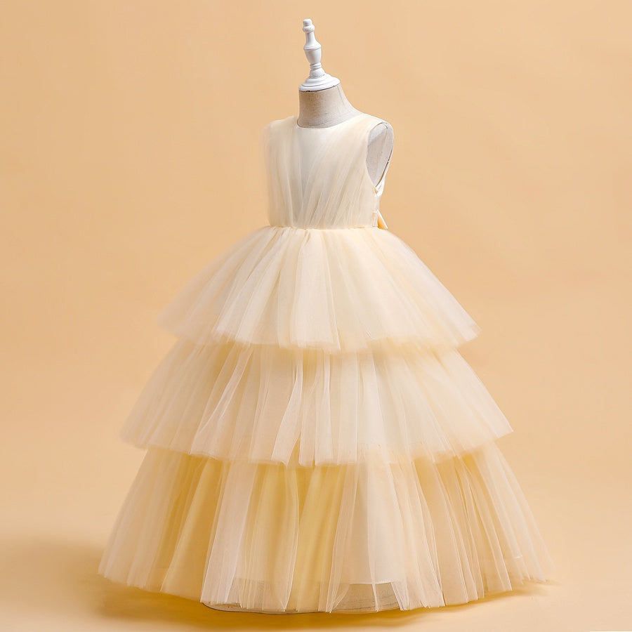 Tulle Ball Gown Scoop Sleeveless Ankle-Length Christmas Dresses for Girls