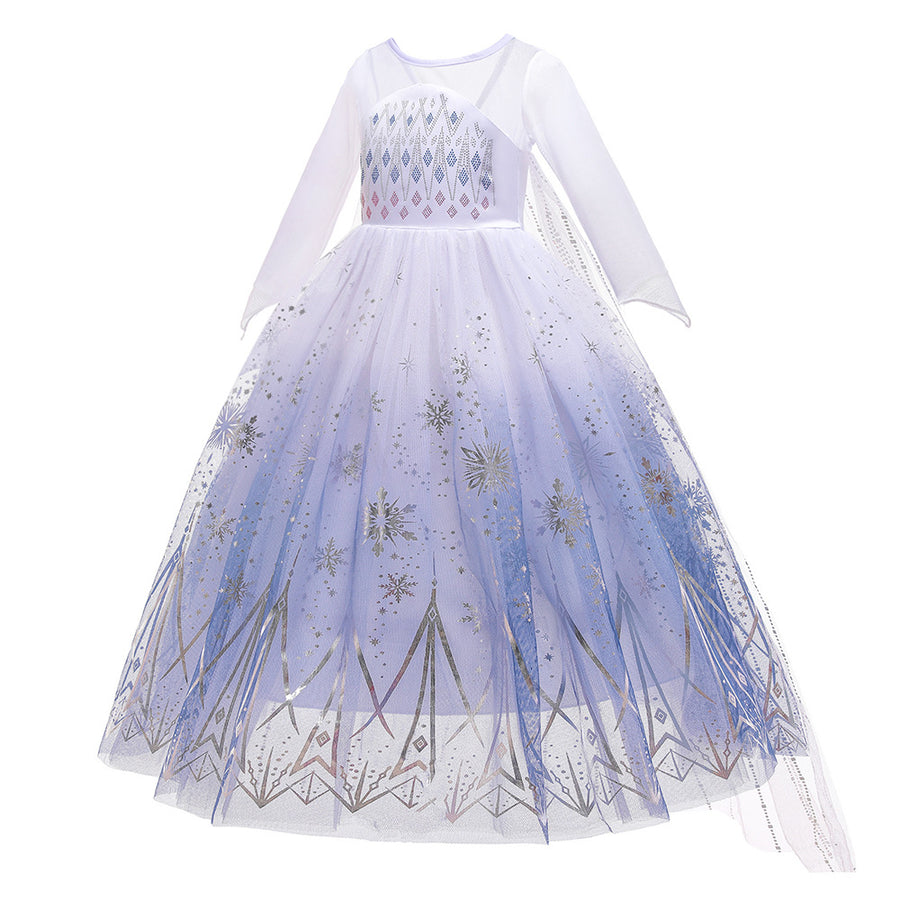 A-Line/Princess Scoop Long Sleeves Flower Girl Dresses with Printed Flowers & Watteau Train