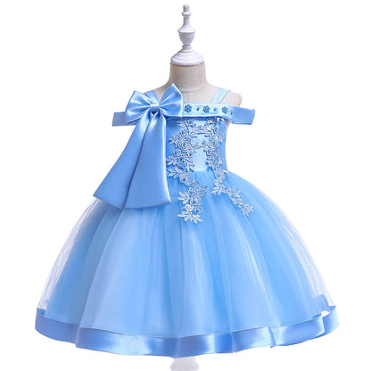 Ball Gown Off-the-Shoulder Sleeveless Flower Girl Dresses with Appliques & Bow Knot