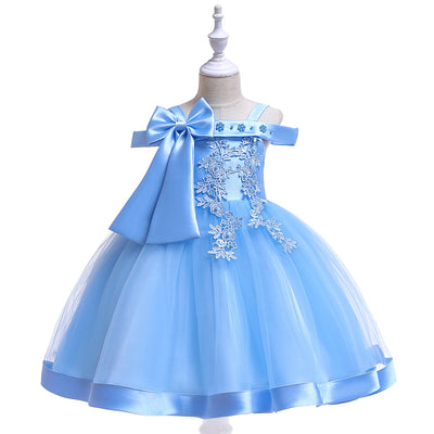 Ball Gown Off-the-Shoulder Sleeveless Flower Girl Dresses with Appliques & Bow Knot