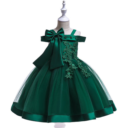 Ball Gown Off-the-Shoulder Sleeveless Flower Girl Dresses with Appliques & Bow Knot