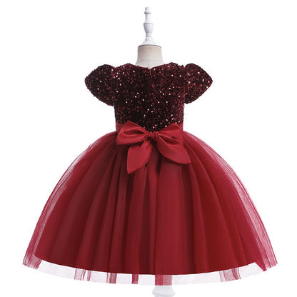 Ball Gown Scoop Short Sleeves Christmas Dresses for Girls