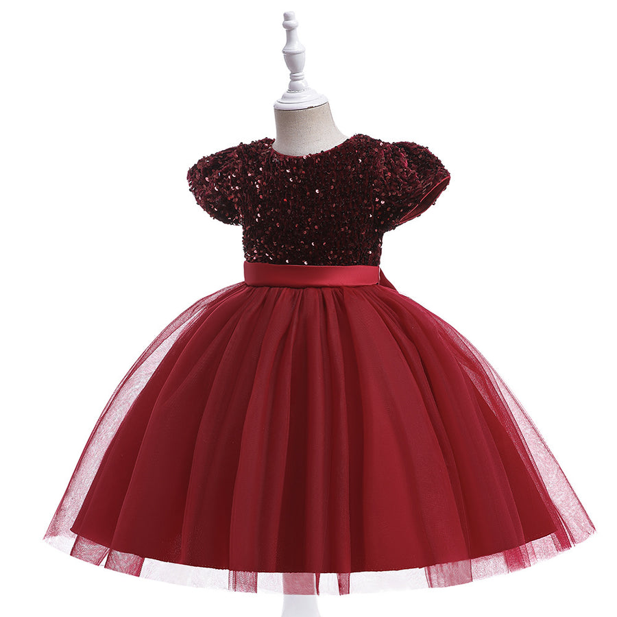 Ball Gown Scoop Short Sleeves Christmas Dresses for Girls