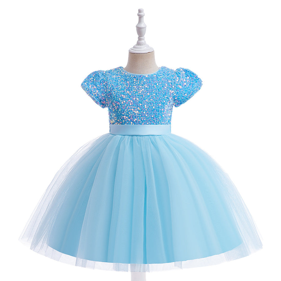 Ball Gown Scoop Short Sleeves Christmas Dresses for Girls