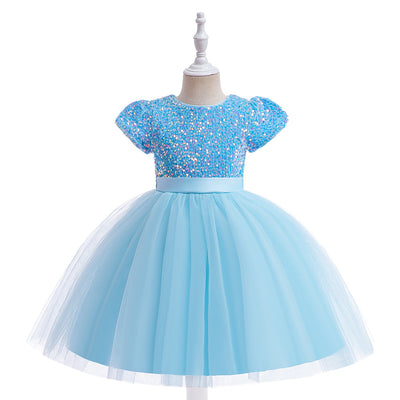 Ball Gown Scoop Short Sleeves Flower Girl Dresses with Belt