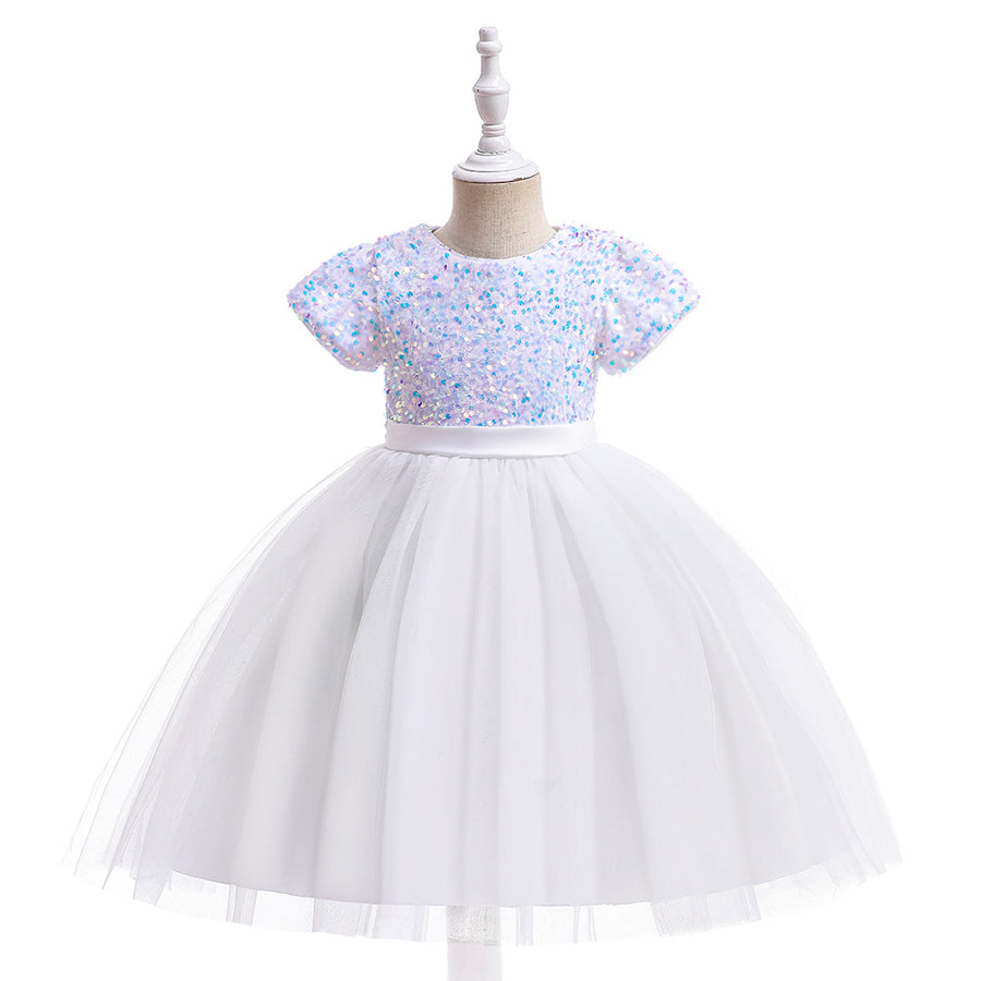 Ball Gown Scoop Short Sleeves Christmas Dresses for Girls