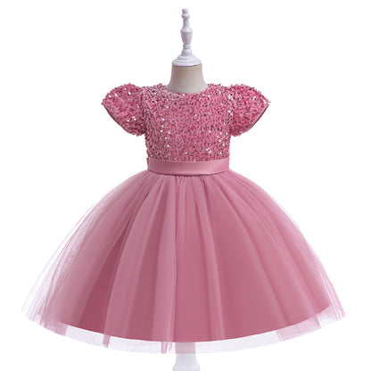 Ball Gown Scoop Short Sleeves Christmas Dresses for Girls