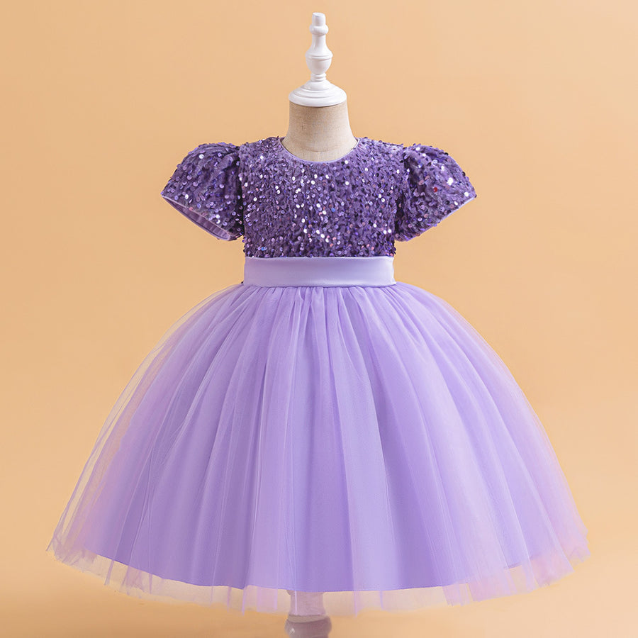 Ball Gown Scoop Short Sleeves Christmas Dresses for Girls