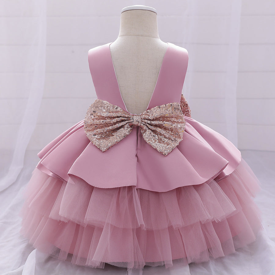 Ball Gown Scoop Sleeveless Tiered Flower Girl Dresses with Bowknot