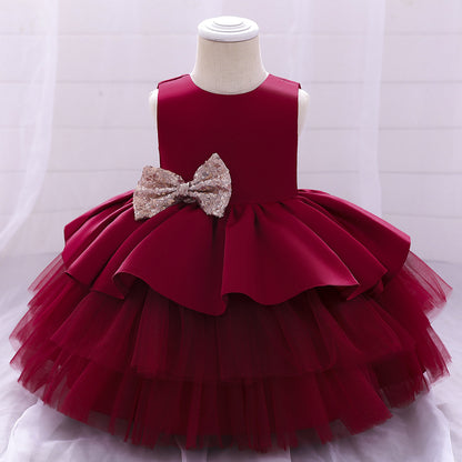 Ball Gown Scoop Sleeveless Tiered Flower Girl Dresses with Bowknot