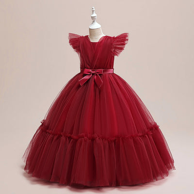 A-Line/Princess V-Neck Flying Sleeves Flower Girl Dresses with Belt