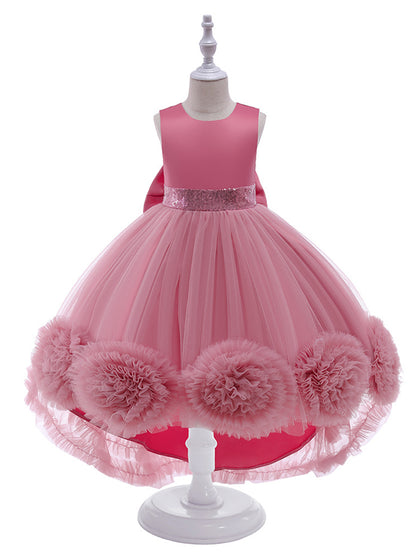 Ball Gown Scoop Hi-Low Ruffled Flower Girl Dresses with Bowknot