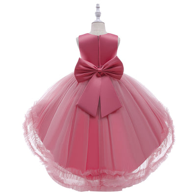 Ball Gown Scoop Hi-Low Ruffled Flower Girl Dresses with Bowknot