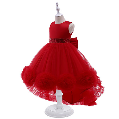 Ball Gown Scoop Hi-Low Ruffled Flower Girl Dresses with Bowknot