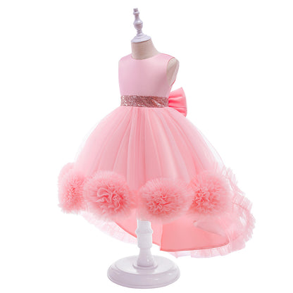 Ball Gown Scoop Hi-Low Ruffled Flower Girl Dresses with Bowknot