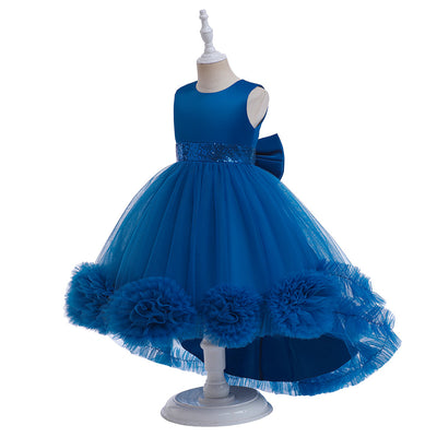 Ball Gown Scoop Hi-Low Ruffled Flower Girl Dresses with Bowknot